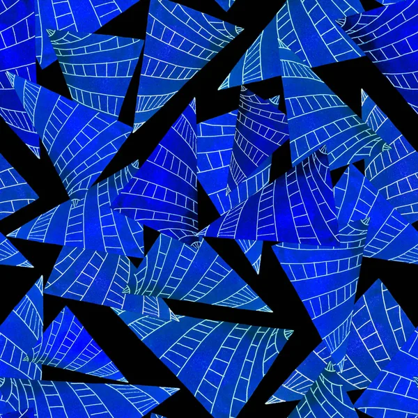 Υδατογραφία Αδιάλειπτη Μοτίβο Αφηρημένα Γεωμετρικά Σχήματα Τρίγωνα Μαύρο Διακοσμητική Υφή — Φωτογραφία Αρχείου