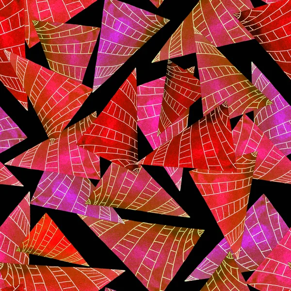 Patrón Sin Costura Acuarela Con Formas Geométricas Abstractas Triángulos Negro —  Fotos de Stock