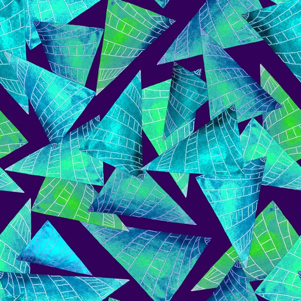 Patrón Sin Costura Acuarela Con Formas Geométricas Abstractas Triángulos Textura —  Fotos de Stock