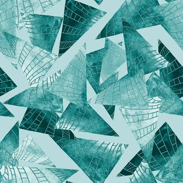Акварельный Бесшовный Рисунок Абстрактными Геометрическими Фигурами Треугольники Монохромная Текстура Любого — стоковое фото