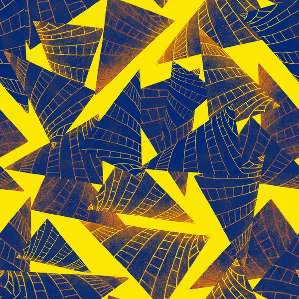 Akvarell Sömlöst Mönster Med Abstrakta Geometriska Former Trianglar Färgglad Konsistens — Stockfoto