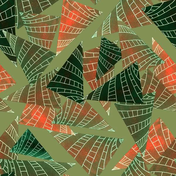 Aquarel Naadloos Patroon Met Abstracte Geometrische Vormen Driehoeken Kleurrijke Textuur — Stockfoto