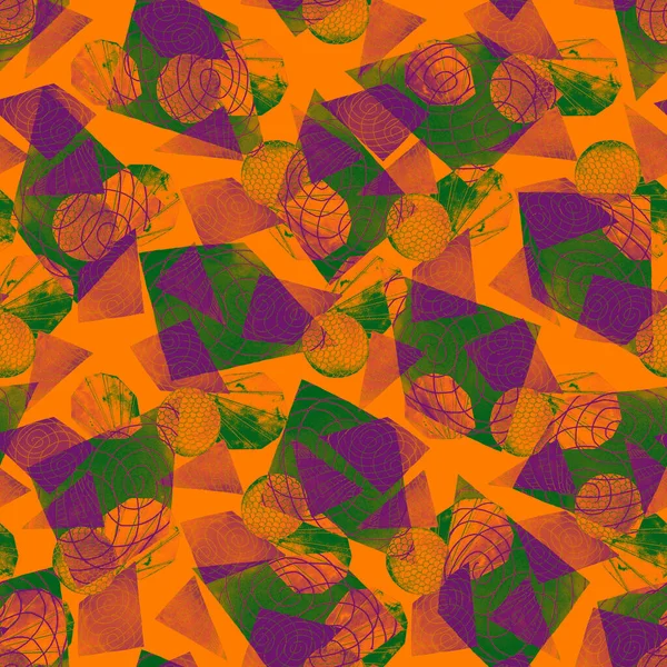 Υδατογραφία Αδιάλειπτη Μοτίβο Αφηρημένα Γεωμετρικά Σχήματα Κολάζ Πολύχρωμη Υφή Για — Φωτογραφία Αρχείου