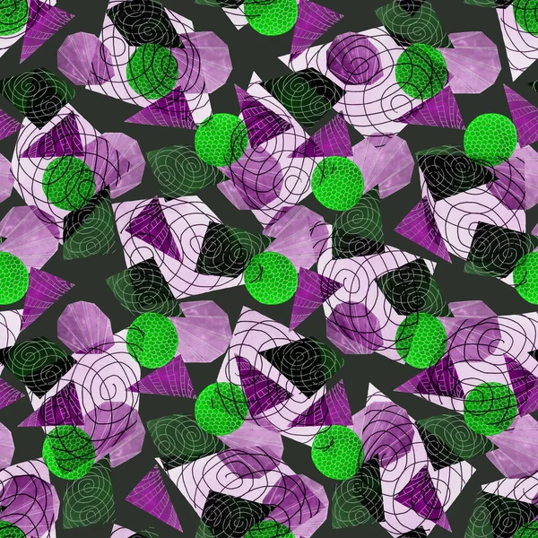 Aquarell Nahtlose Muster Mit Abstrakten Geometrischen Formen Collage Bunte Textur — Stockfoto