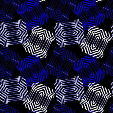 Siyahın üzerinde soyut geometrik şekiller olan dikişsiz suluboya desen. Her türlü tasarım için renkli bir doku. Çağdaş sanat. Moda modern tarzı.
