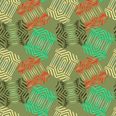 Soyut geometrik şekilli, dikişsiz suluboya desen. Her türlü tasarım için renkli bir doku. Çağdaş sanat. Moda modern tarzı.