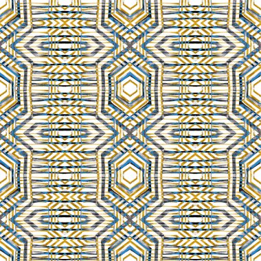 Soyut geometrik şekilli, dikişsiz suluboya desen. Her türlü tasarım için altın dokular. Çağdaş sanat. Moda modern tarzı.