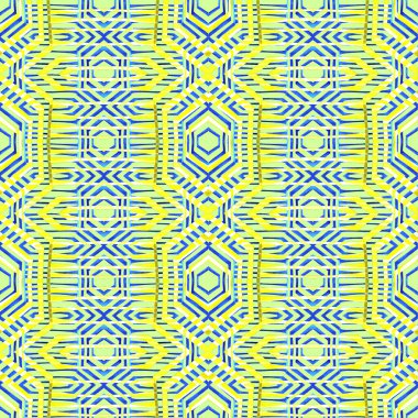 Soyut geometrik şekilli, dikişsiz suluboya desen. Her türlü tasarım için renkli bir doku. Çağdaş sanat. Moda modern tarzı.