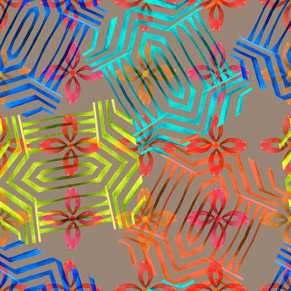 Bezszwowy Wzór Akwareli Abstrakcyjnych Kształtach Geometrycznych Kolorowe Tekstury Dla Każdego — Zdjęcie stockowe