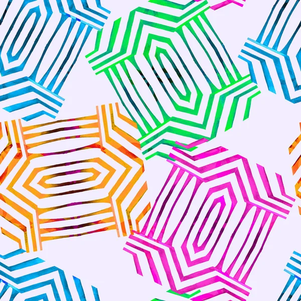Patrón Sin Costura Acuarela Con Formas Geométricas Abstractas Textura Colorida —  Fotos de Stock