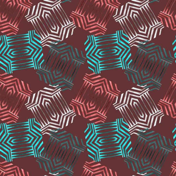 Padrão Sem Costura Aquarela Com Formas Geométricas Abstratas Textura Colorida — Fotografia de Stock