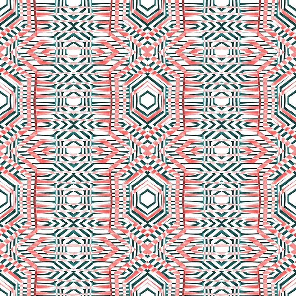 Akvarell Zökkenőmentes Minta Absztrakt Geometriai Alakzatokkal Színes Textúra Bármilyen Formatervezéshez — Stock Fotó