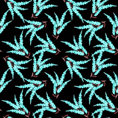 Elle siyaha çiçek çizilmiş dikişsiz suluboya deseni. Lavander. Herhangi bir amaç için parlak bahar ya da yaz baskısı. Dekoratif çiçek deseni. Renkli doğa arkaplanı.