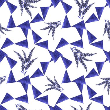 Suluboya desenli, elle çizilmiş çiçekler. Lavander. Herhangi bir amaç için tek renkli bahar ya da yaz baskısı. Dekoratif çiçek deseni. Doğa arkaplanı.