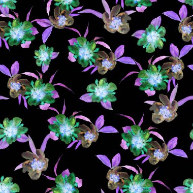 Suluboya desenli, elle çizilmiş çiçekler. Herhangi bir amaç için parlak bahar ya da yaz baskısı. Dekoratif çiçek deseni. Renkli doğa arkaplanı.  