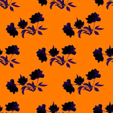 Güzel şakayıklı suluboya desenli. Dekoratif botanik şakayık çiçek izi. Renkli El çiçek çizimi.