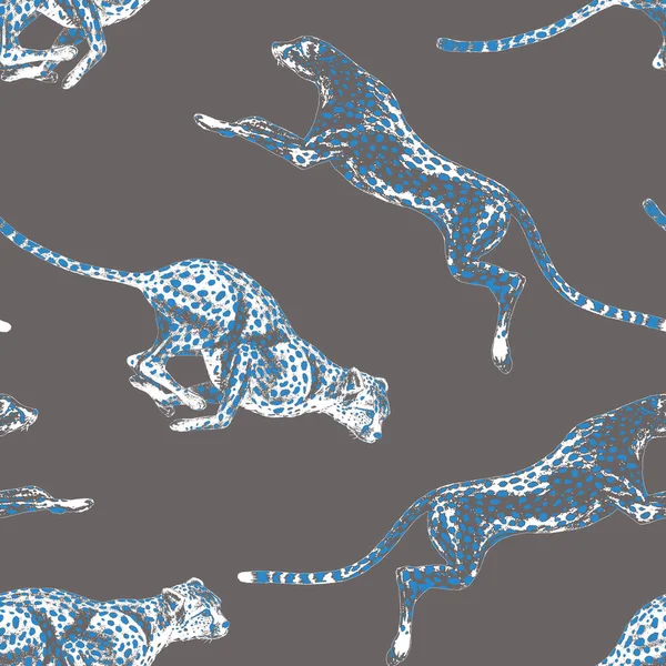 Creative Seamless Pattern Jumping Cheetahs Trendy Summer Animal Print Any — Foto Stock