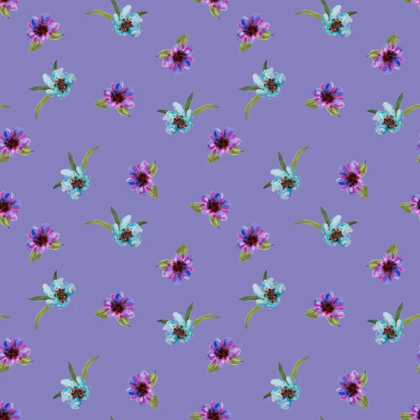 Aquarell Nahtloses Muster Mit Handgezeichneten Blumen Heller Frühlings Oder Sommerdruck — Stockfoto
