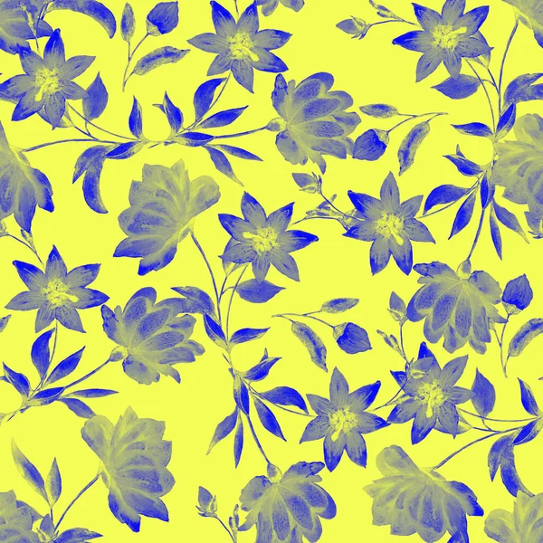 Watercolor Seamless Pattern Beautiful Blooming Peonies Decorative Botanic Peony Flower — Photo