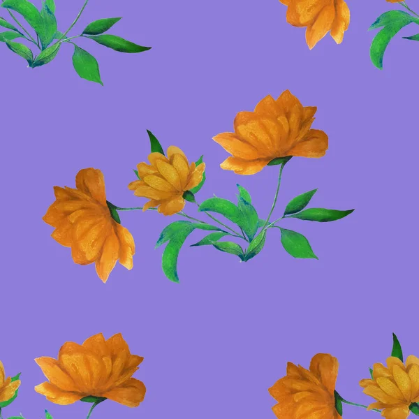 Watercolor Seamless Pattern Beautiful Blooming Peonies Decorative Botanic Peony Flower — Stockfoto