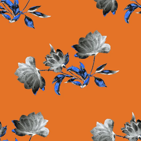 Güzel Şakayıklı Suluboya Desenli Dekoratif Botanik Şakayık Çiçek Izi Renkli — Stok fotoğraf