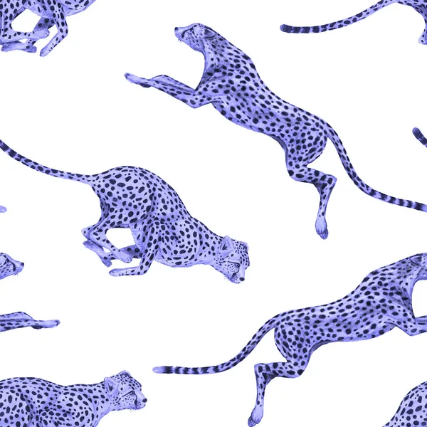 Creative Seamless Pattern Jumping Cheetahs Trendy Summer Animal Print Any Fotografias De Stock Royalty-Free