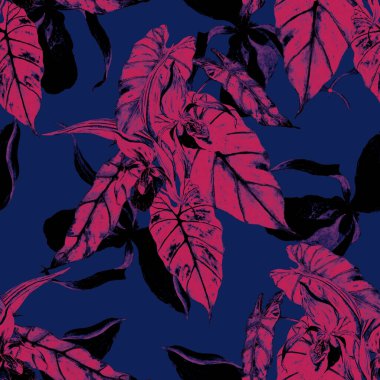 Çiçeksiz suluboya çiçek ve tropik orkide çiçekleri. Egzotik çiçek deseni. Renkli bahar ya da yaz doğa geçmişi. El çizimi.