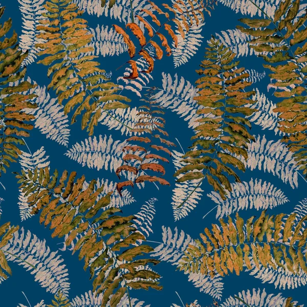 Гавайская Бесшовная Цветочная Патерна Акварельными Тропическими Листьями Папоротник Экзотический Весенний — стоковое фото