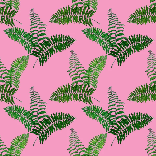Havajské Květinové Bezešvé Patern Akvarelem Tropických Listů Ferns Exotické Jarní — Stock fotografie