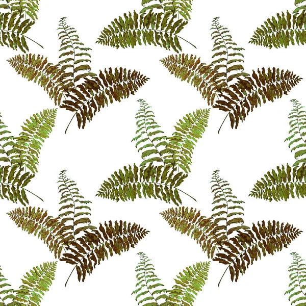 Hawaiian Blommig Sömlös Patern Med Akvarell Tropiska Blad Ferns Exotisk — Stockfoto