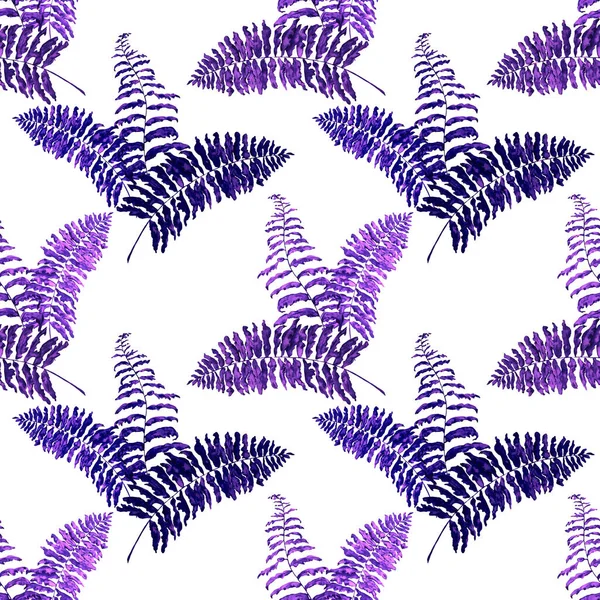 Havajské Květinové Bezešvé Patern Akvarelem Tropických Listů Ferns Exotické Jarní — Stock fotografie