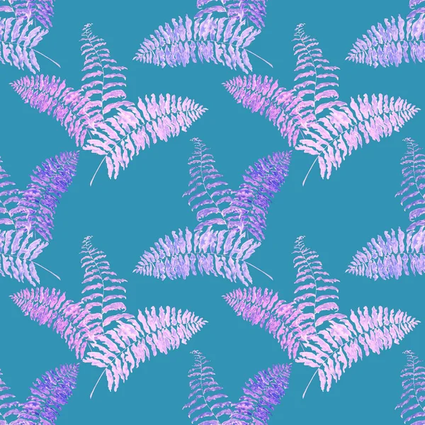 Hawaiiaanse Bloemen Naadloze Patroon Met Aquarel Tropische Bladeren Varens Exotische — Stockfoto