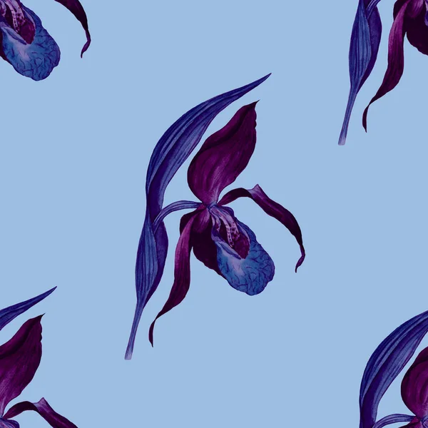 Акварель Квітковий Безшовний Батьківський Тропічними Квітами Орхідей Барвистий Квітковий Принт — стокове фото