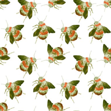 Renkli el yapımı yaban arılarıyla suluboya desenli. Her tasarım için renkli hayvan baskısı.