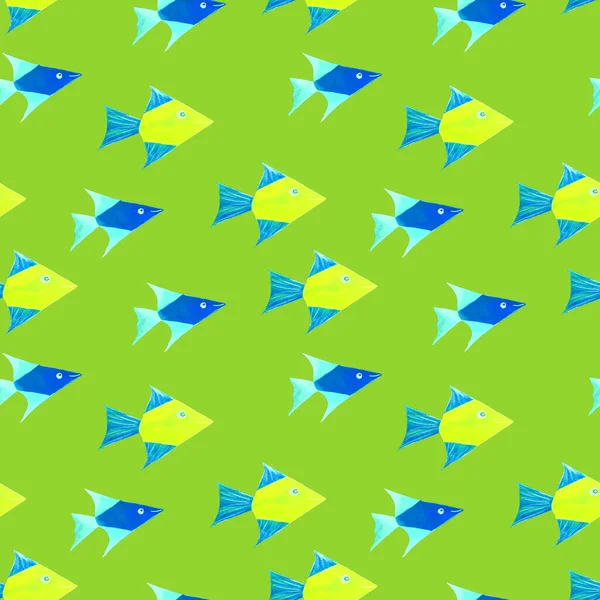 Aquarell Nahtloses Muster Mit Meeresfischen Schöner Animal Print Für Jede — Stockfoto