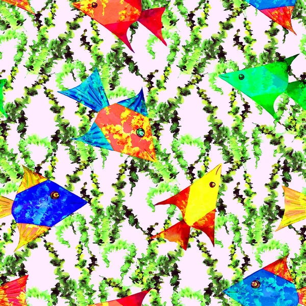 Aquarell Nahtloses Muster Mit Meeresfischen Schöner Animal Print Für Jede — Stockfoto