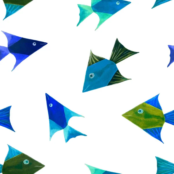 Акварель Бесшовный Узор Морскими Рыбами Отпечатки Животных Любого Дизайна — стоковое фото