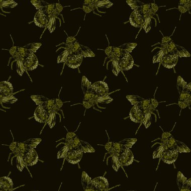 Renkli el yapımı yaban arılarıyla suluboya desenli. Her tasarım için renkli hayvan baskısı.