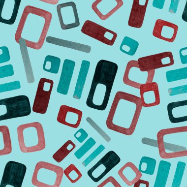 Renkli, soyut geometrik elementlerle yaratıcı, kusursuz desen. El çizimi grafik arka plan. Çağdaş sanat. Moda modern tarzı.