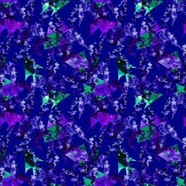 Deniz balıklarıyla suluboya desenli. Her tür tasarım için güzel hayvan baskısı.