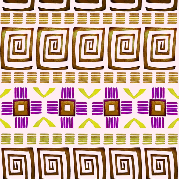 Watercolor Seamless Pattern Abstract Ethnic Elements Vintage Style Colorful Ikat — Stock Photo, Image