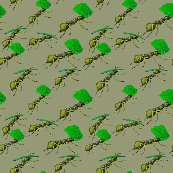 Aquarell Nahtloses Muster Mit Arbeitenden Ameisen Animal Print Für Jede — Stockfoto