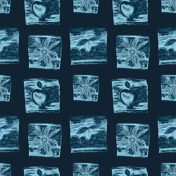 Creatief Naadloos Patroon Met Abstracte Elementen Getekend Met Waskrijtjes Heldere — Stockfoto