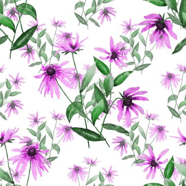 Çiçeklerle suluboya kusursuz desen. Klasik botanik sanatı. Suluboya çiçek tasarımı. Düğün çiçeği seti. 