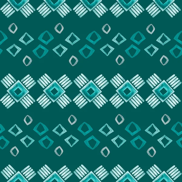 Watercolor Seamless Pattern Abstract Ethnic Elements Vintage Style Colorful Ikat — Stock Photo, Image