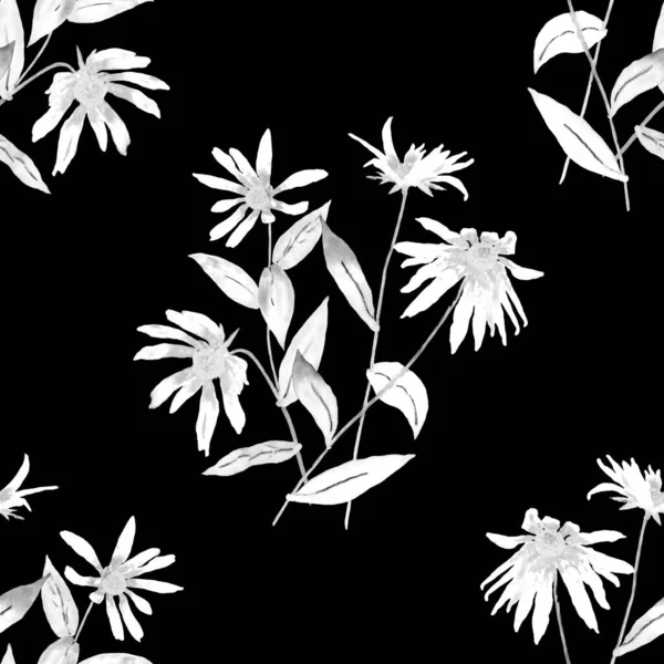 Patrón Sin Costura Acuarela Con Flores Arte Botánico Vintage Diseño —  Fotos de Stock