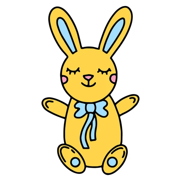 Yellow teddy bunny toy with a smile — Stock Vector