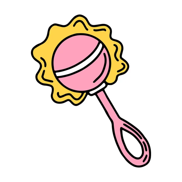 Aranyos baba csörgőkígyó játék ikon rózsaszín színű — Stock Vector