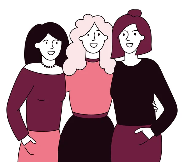 Trzy kobiety stoją razem. — Wektor stockowy