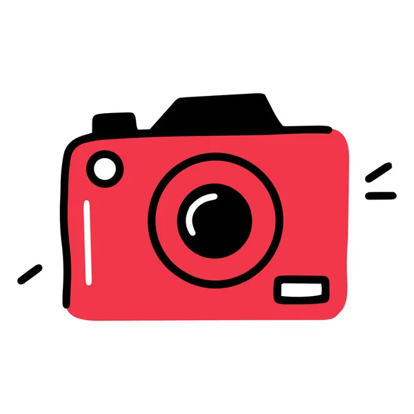 Linear camera icon in doodle style — Stock Vector